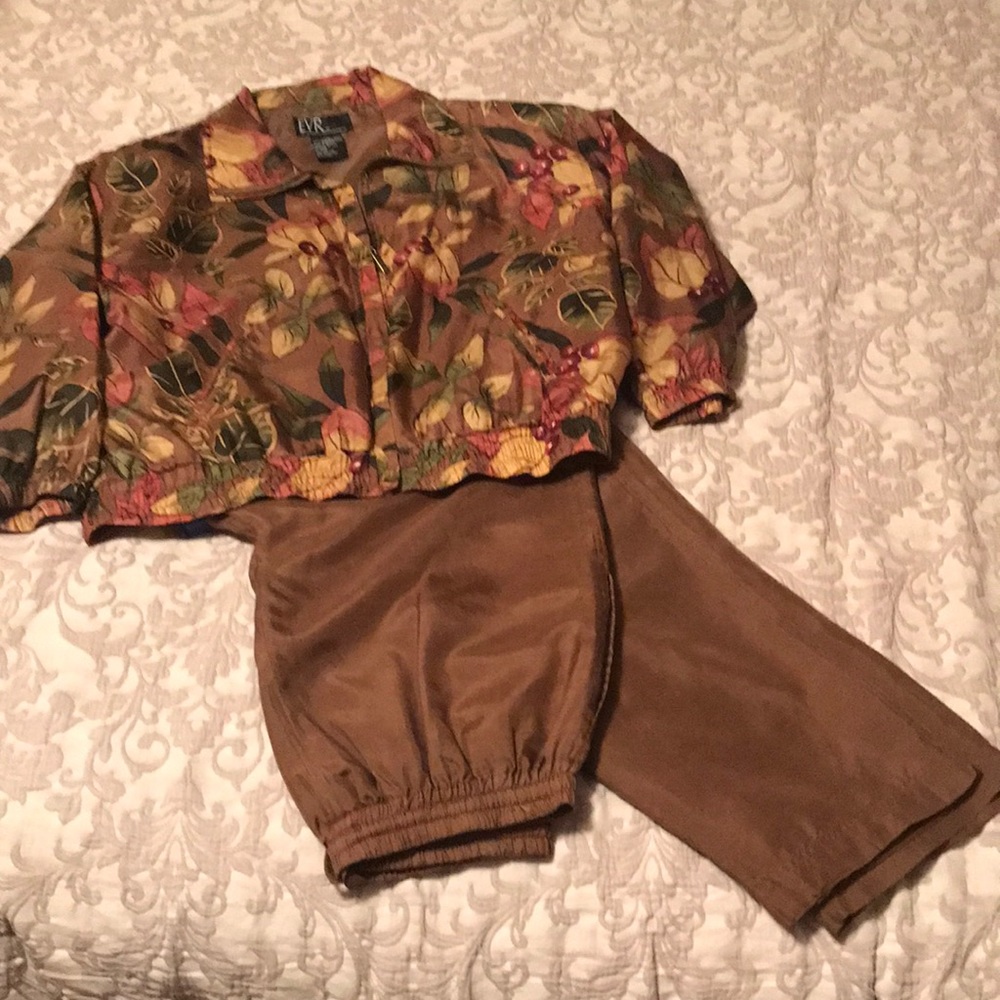 Silk bomber jacket and pants set
